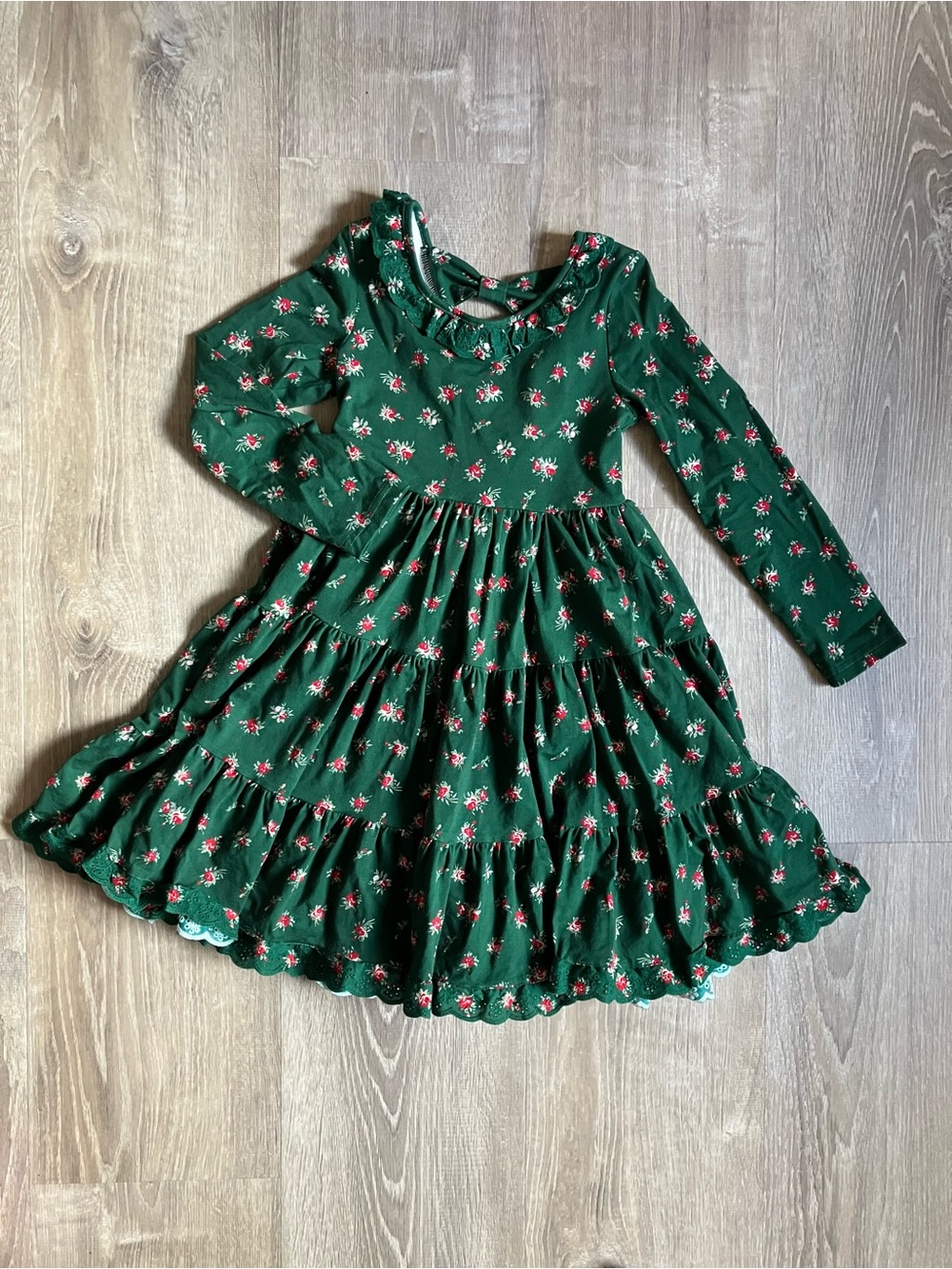 SweetHoney Green and Red Roses Dress 🌹